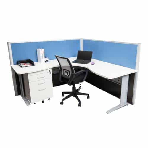 Space System Corner Workstation with Screens