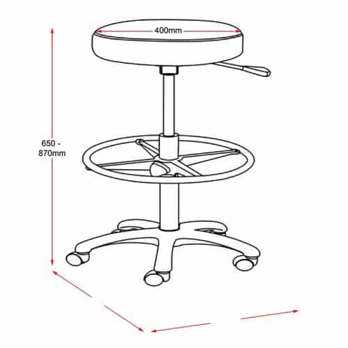 Fast Office Furniture - Handy Drafting Stool Line Drawing