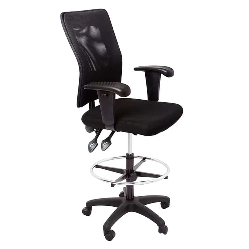 Caprice Drafting Chair, Black Mesh Back