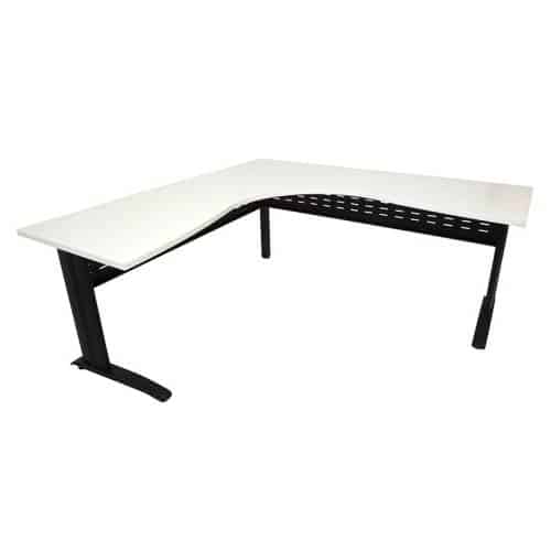 Space System Corner Workstation Parchment (off-white) Desk Top, Black Base | corner desk black