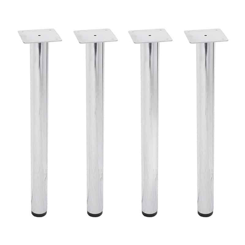 Set Of 4 Round Chrome Desk Or Table Legs Fast Office Furniture