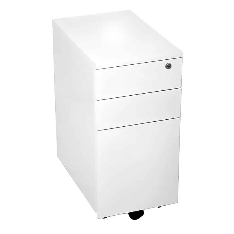 Super Strong Narrow Metal Mobile Drawer Unit White Fast Office