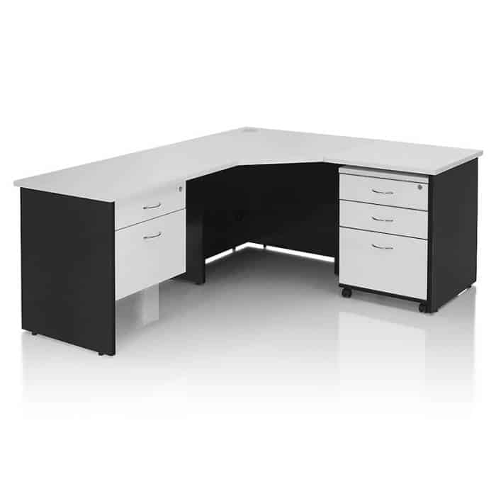 Corner Workstation with Optional Drawer Units