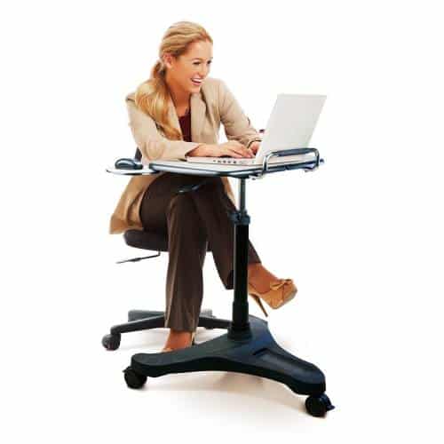 Solo Ascend Deluxe Height Adjustable Sit Stand Laptop Desk, Seated Position