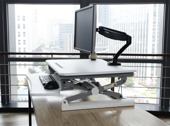 Elevate Height Adjustable Desktop Stand White Fast Office Furniture