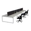 Integral Loop Leg Frame Six Back To Back Desks with Three Screen Dividers