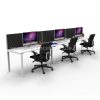 Integral Three In-Line Attached Desks with Three Screen Dividers