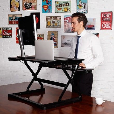 Black Elevate Height Adjustable Desk Top Stand