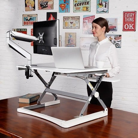 White Elevate Height Adjustable Desk Top Stand