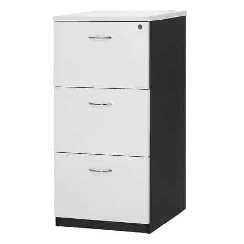 White Melamine 3 Drawer Filing Cabinet