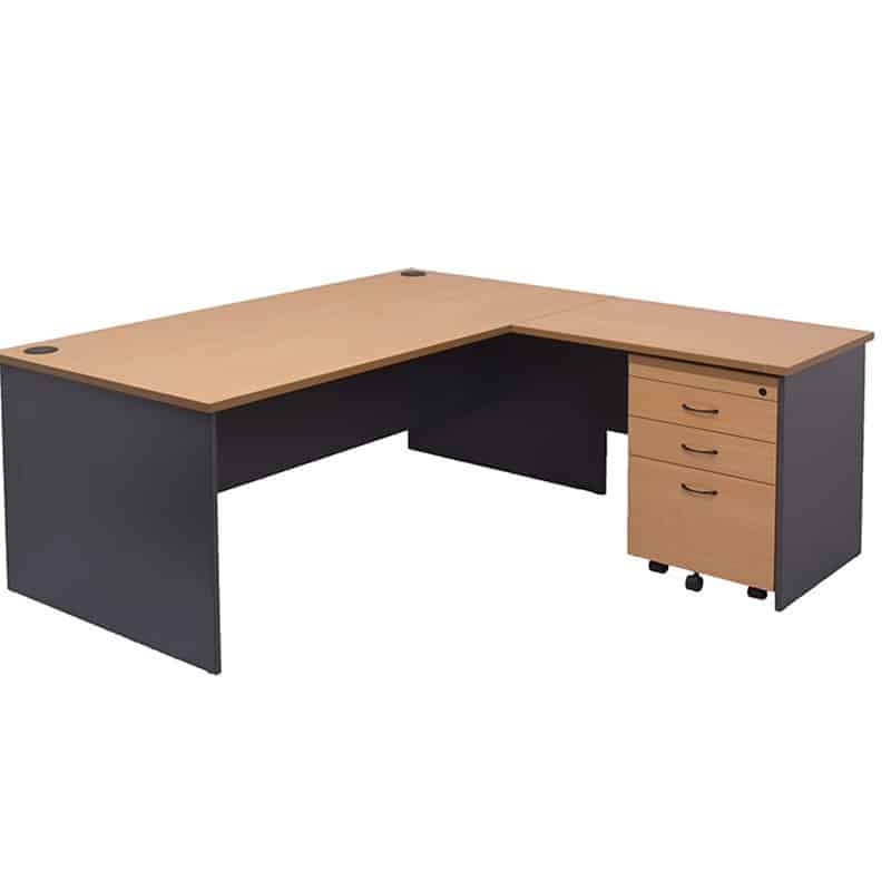 Function Desk with Optional Right Hand Return Mobile Drawer Unit