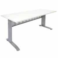 Space System Desk Natural White Top Silver Base