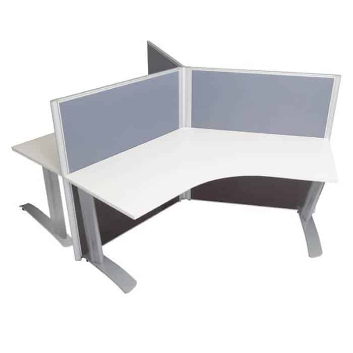 Space System 3 Way Workstation Pod with Space System Legs, Grey Screens