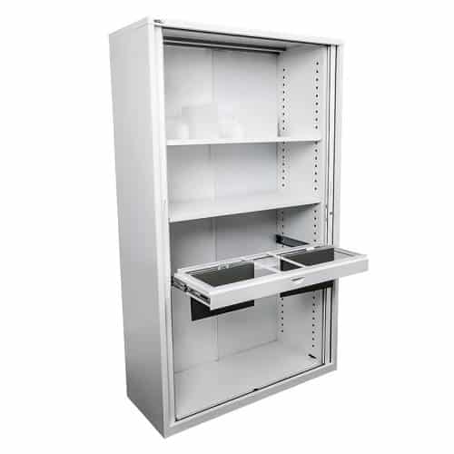 Tambour Door Cabinet with All Shelving Options