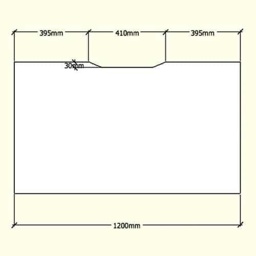 Straight Desk Top with Scalloped Edge, Dimensions - 1200mm x 700mm