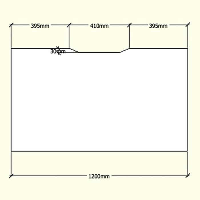 Straight Desk Top with Scalloped Edge, Dimensions - 1200mm x 700mm