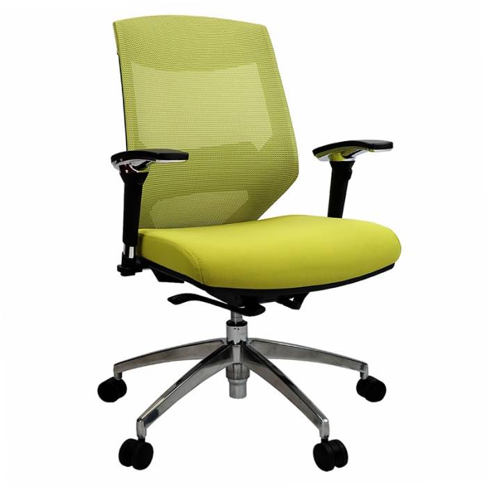 Lara Chair, Green with Poished Alloy Base