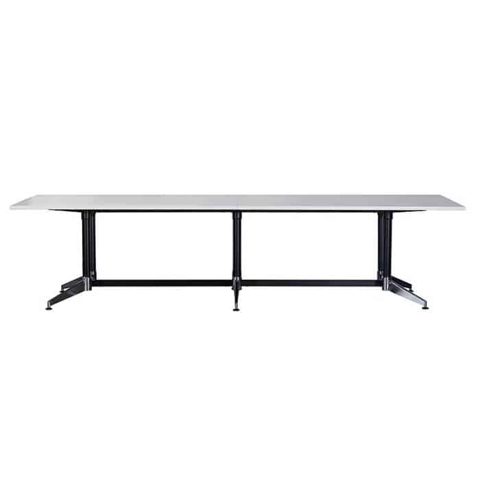 Tessa 3200mm x 1200 Meeting Table, Side View, Natural White Table Top