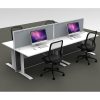 Space System 4 Straight Desk Pod, with 2 Grey Floor Standing Screen Dividers