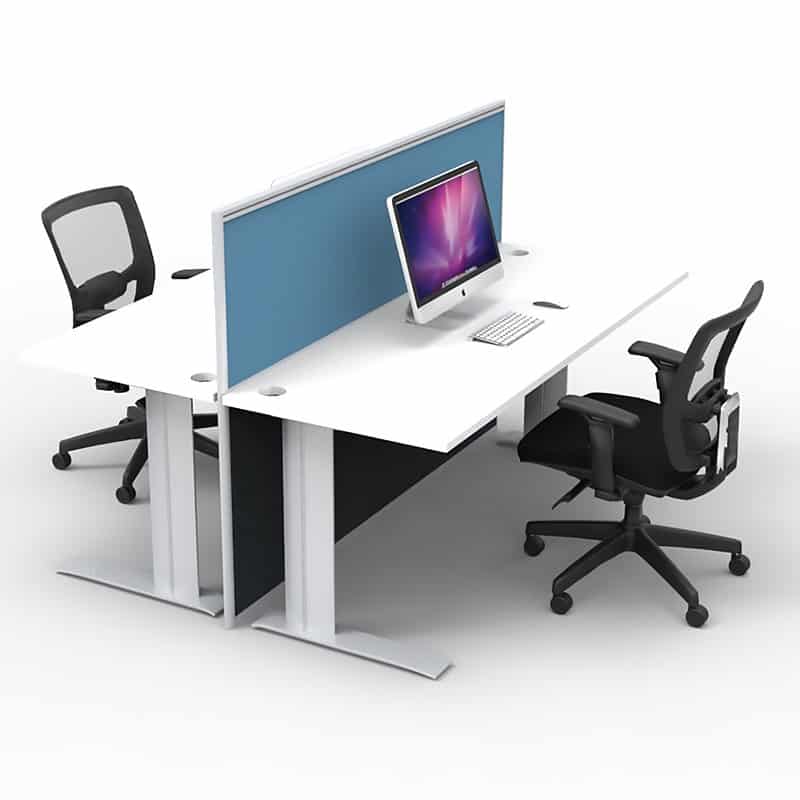 Space System 2 Straight Desk Pod With 1 Floor Standing Screen