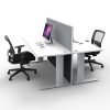Space System 2-Way Straight Desk Pod with One Floor Standing Screen Divider, Grey Screen