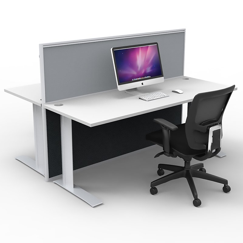 Space System 2 Straight Desk Pod With 1 Floor Standing Screen