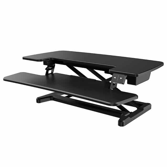 Lift Pro Electric Height Adjustable Desktop Stand, Black. LH Angle View