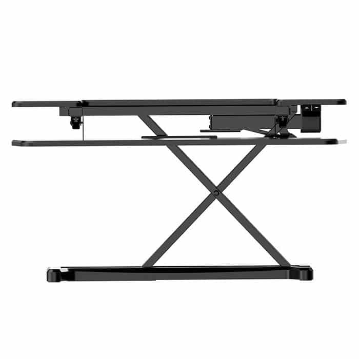 Lift Pro Electric Height Adjustable Desktop Stand, Black. Raised Front View
