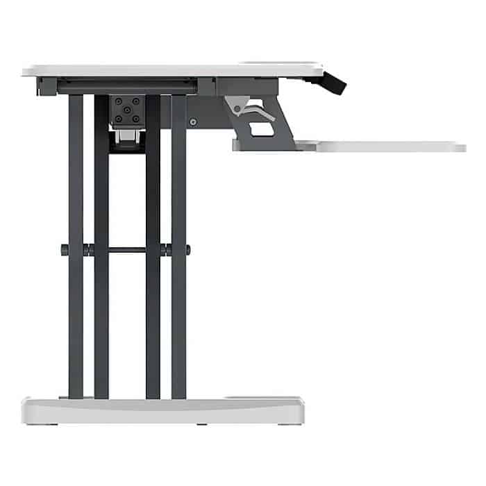Lift Pro Electric Height Adjustable Desktop Stand, White. End View