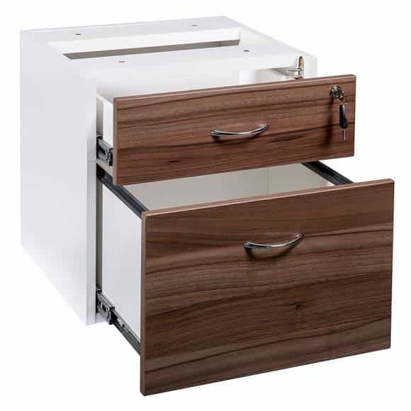 Aspect Fixed Drawer Unit, 1 Personal + 1 Deep File Drawer, Open
