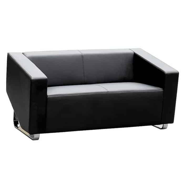 Dee 2 Seater Lounge, Black Leather