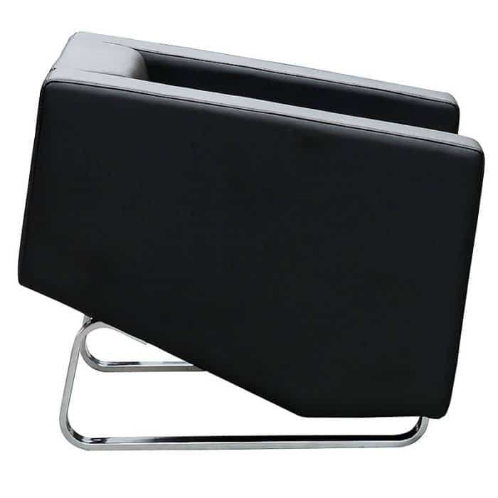 Dee Lounge Chair, Black Leather, Side View