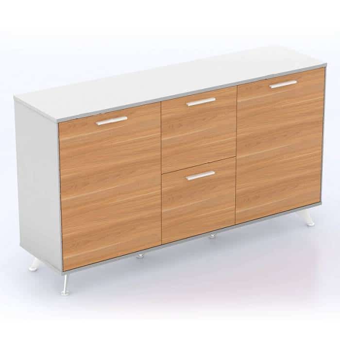 Director Executive Credenza, Virginia Walnut and White