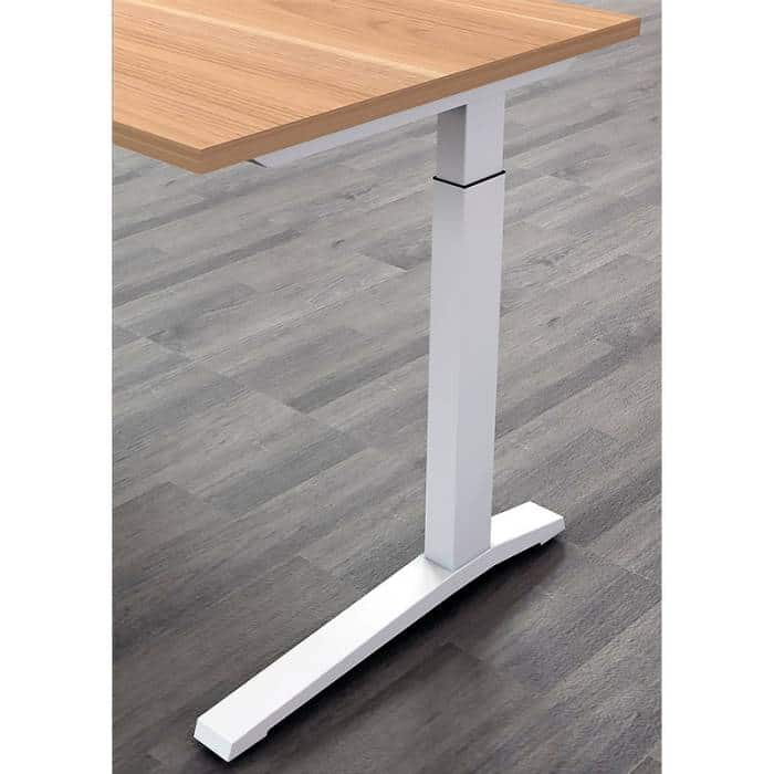 Director Executive Electric Height Adjustable Desk Leg Detail, Virginia Walnut and White