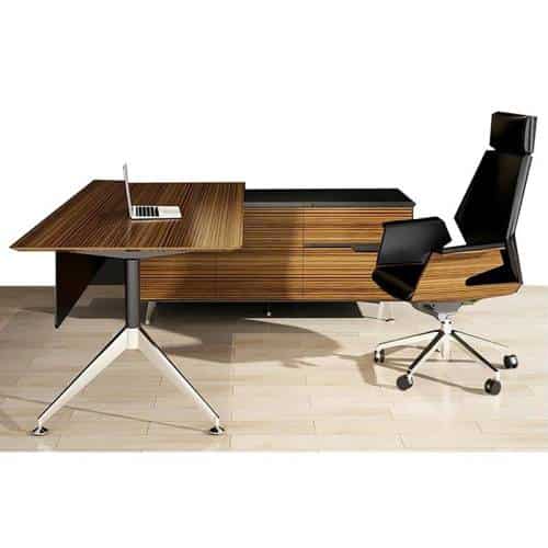 Milana Desk with Right Hand Attached Storage Cupboard, Zebrano with Milana Executive Chair