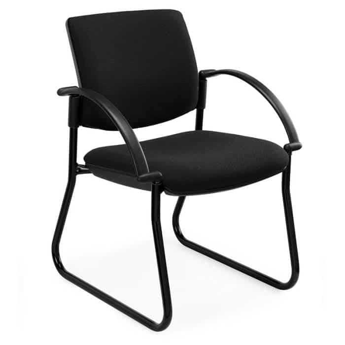Padua Square Back Chair, Black Sled Frame, with Arms