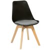 Deakin Chair, Black Shell with Grey Upholstered Seat Pad