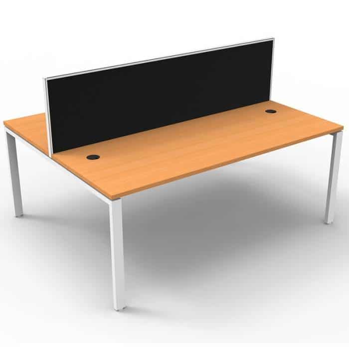 Integral 2 Back to Back Desks, Beech Tops with Screen Dividers
