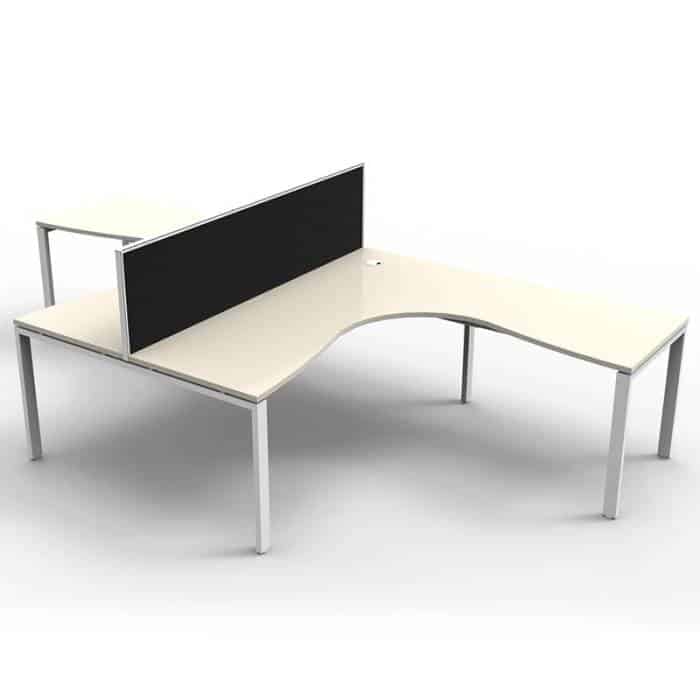 Integral 2 Way Corner Workstation, Natural White Tops, with Screen Divider