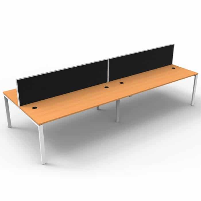 Integral 4 Back to Back Desks, Beech Tops with Screen Dividers