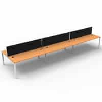Integral 6 Back to Back Desks, Beech Tops with Screen Dividers