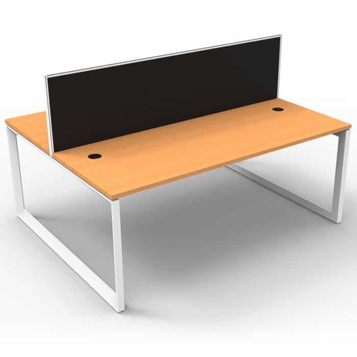 Integral Loop Leg 2 Back to Back Desks, Beech Tops with Screen Dividers