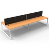 Integral Loop Leg 4 Back to Back Desks, Beech Tops with Screen Dividers