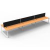 Integral Loop Leg 6 Back to Back Desks, Beech Tops with Screen Dividers