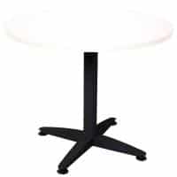 Space System Round Meeting Table, Black Base, 900mm Diameter Natural White Table Top