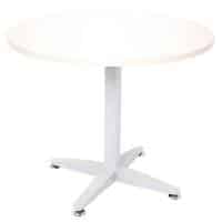Space System Round Meeting Table, White Base, 900mm Diameter Natural White Table Top