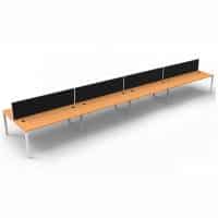 Integral Eight Back To Back Desks, Beech Tops with Screen Dividers
