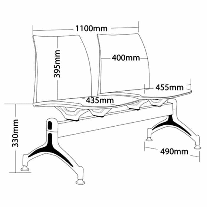 Neo 2 Seater Beam Seat, Dimensions