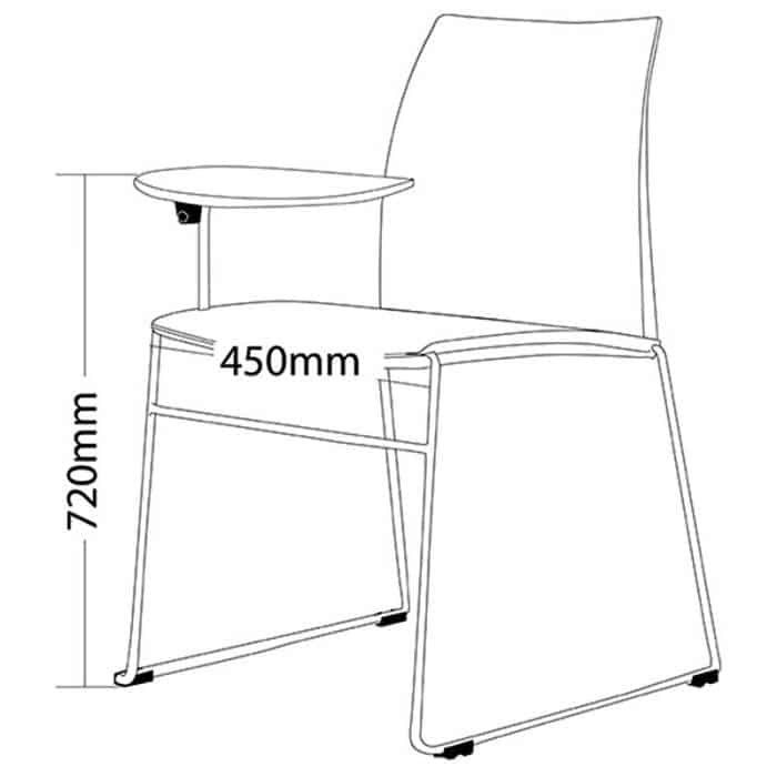 Neo Chair with Tablet Arm, Dimensions
