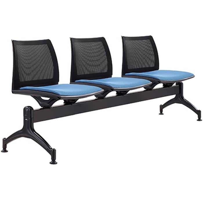 Neo Mesh Back 3 Seater Beam Seat with Optional Upholstered Seat Pads